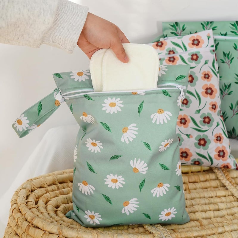 Happy Flute 3 Set Wet Bag Storage Bag Zipper Waterproof Washable Travel Bags, Beach, Pool, Gym Bag for Cloth Diaper, Swimsuits & Wet Clothes for Baby,11.8x15.7inch (Daisy) - Image 5